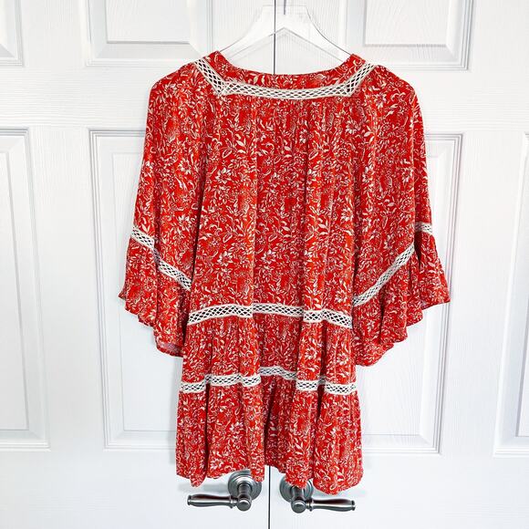 Free People Talk About It Tunic Top Coral Pop - Picture 8 of 8